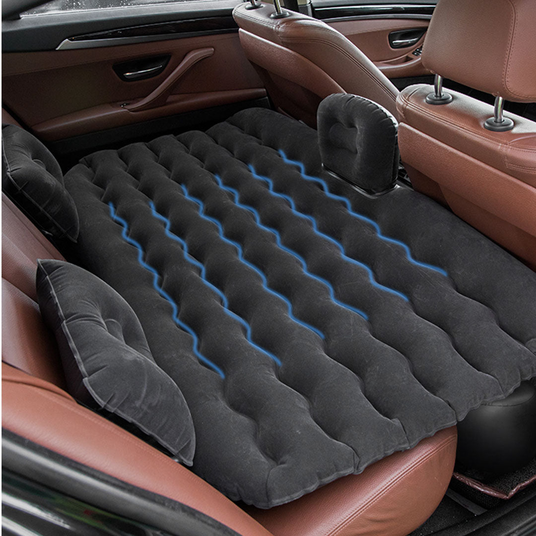 Black Ripple Inflatable Car Mattress Portable Camping Air Bed Travel Sleeping Kit Essentials