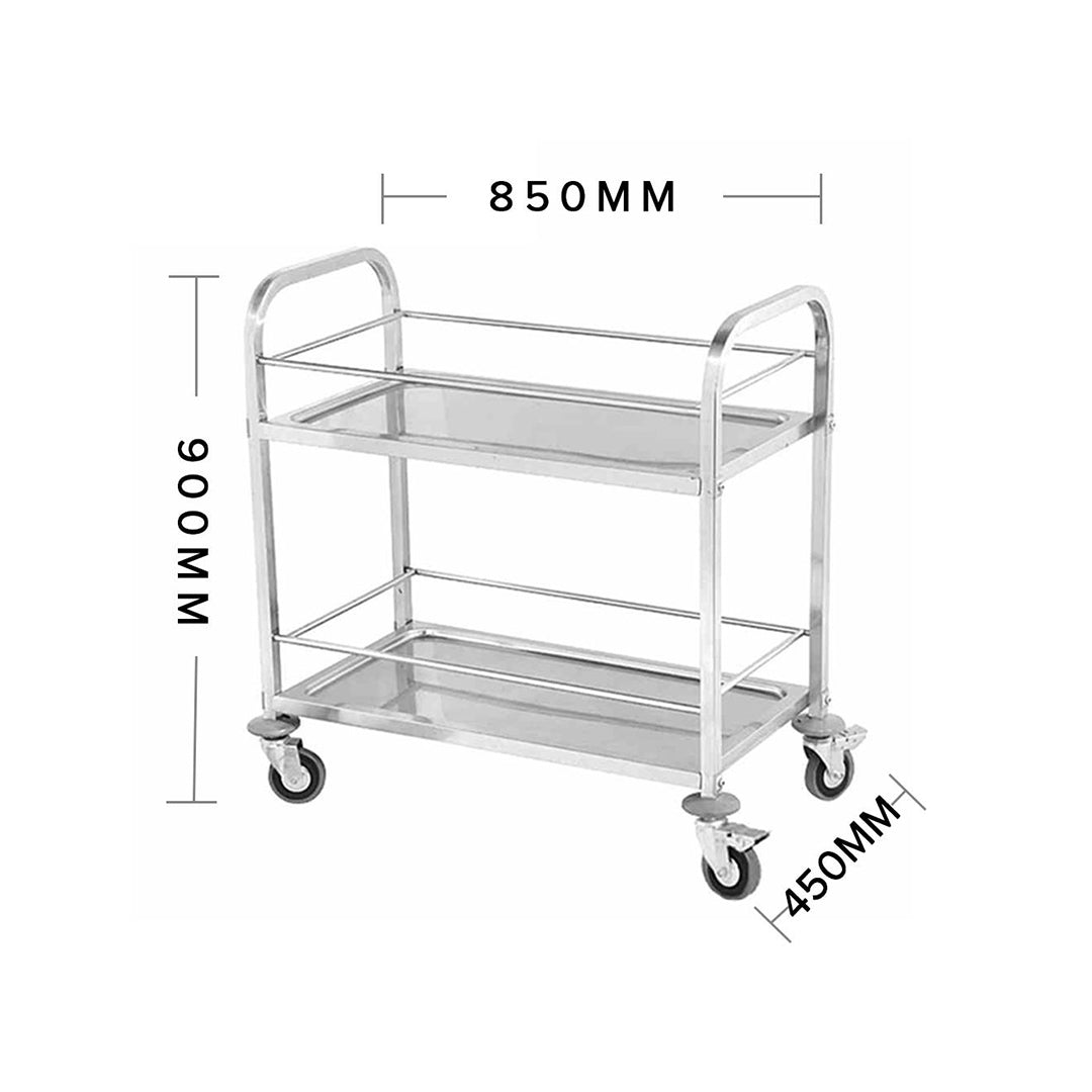 Soga 2 X 2 Tier 85x45x90cm Stainless Steel Drink Wine Food Utility Cart Medium