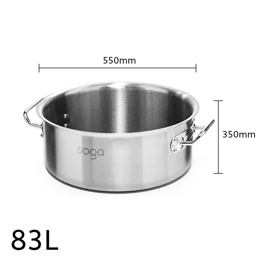 Soga Stock Pot 83 L Top Grade Thick Stainless Steel Stockpot 18/10 Without Lid