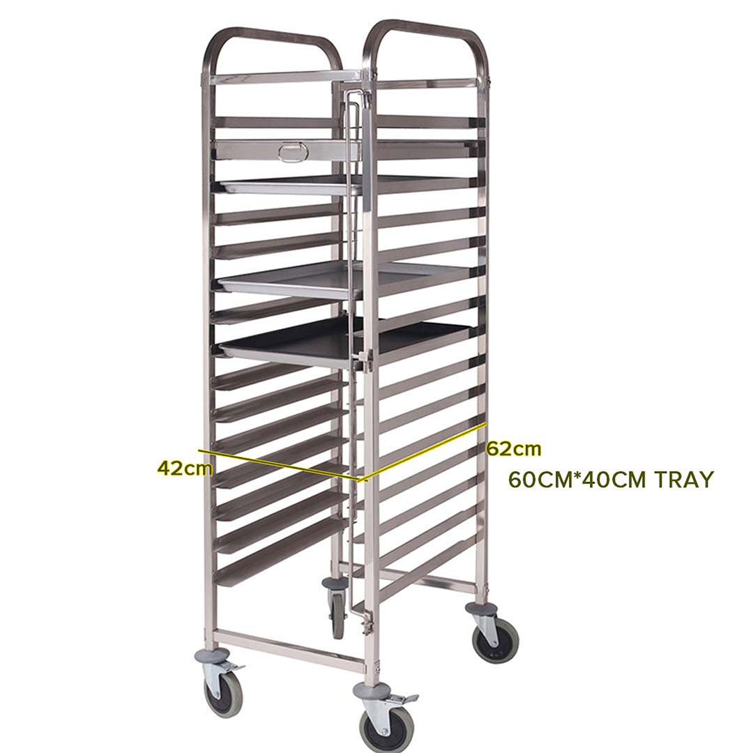 Soga Gastronorm Trolley 15 Tier Stainless Steel With Aluminum Baking Pan Cooking Tray For Bakers