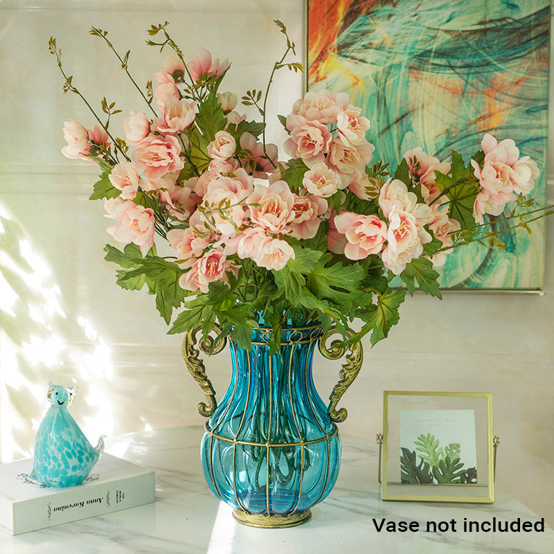 8 Bunch Artificial Silk Hibiscus 3 Heads Flower Fake Bridal Bouquet Table Decor Pink