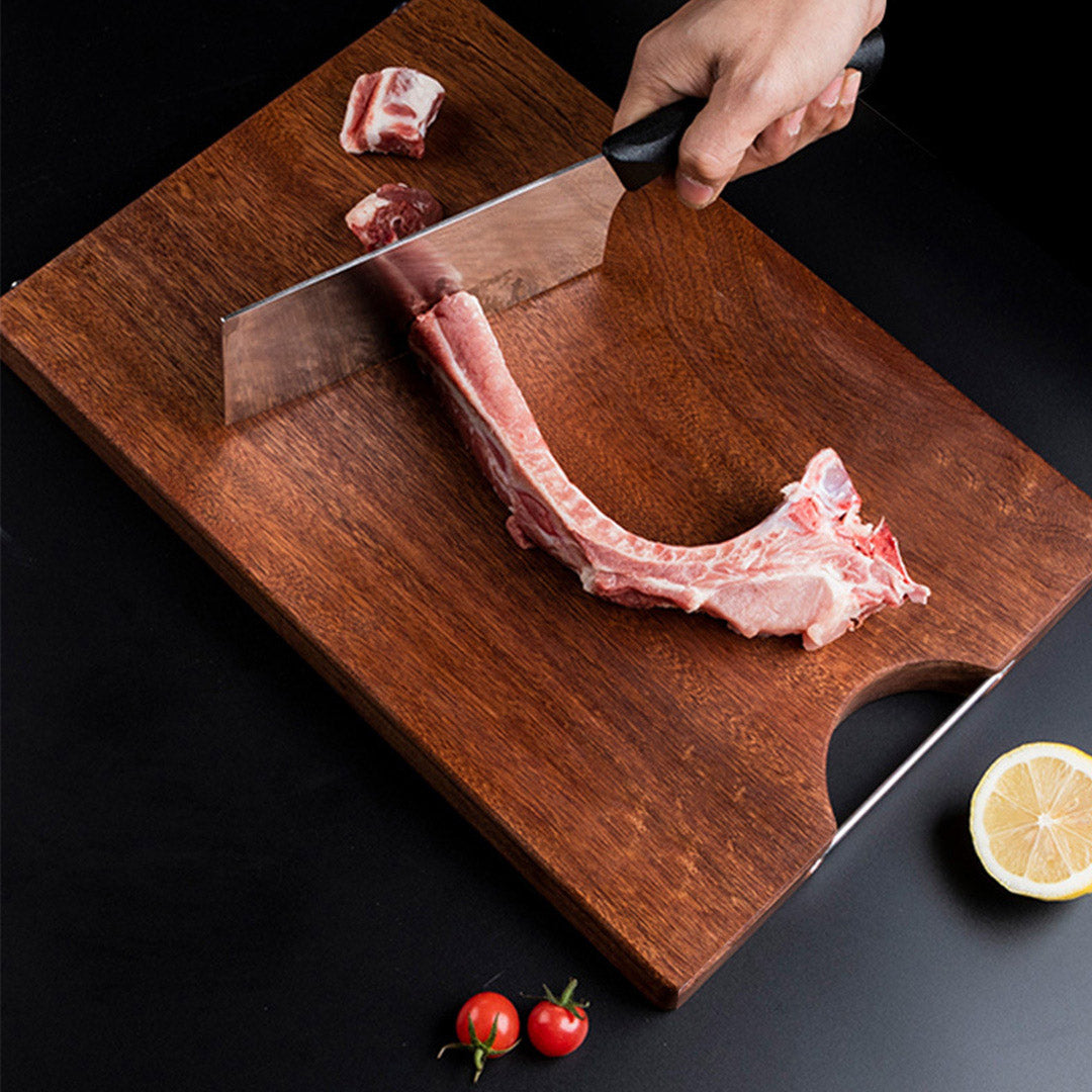 Soga 48cm Rectangular Wooden Ebony Butcher Block Non Slip Chopping Food Serving Tray Charcuterie Board
