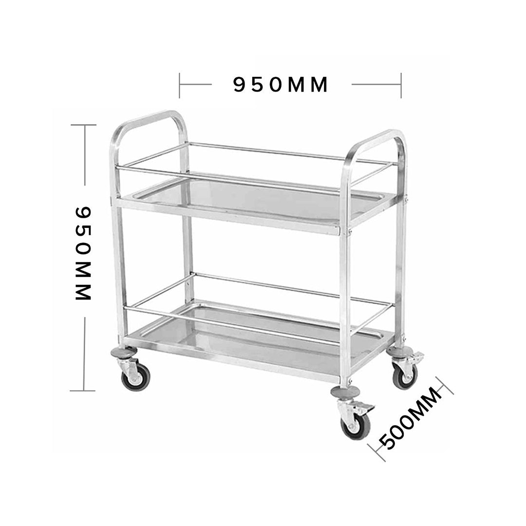 Soga 2 X 2 Tier 95x50x95cm Stainless Steel Drink Wine Food Utility Cart Large