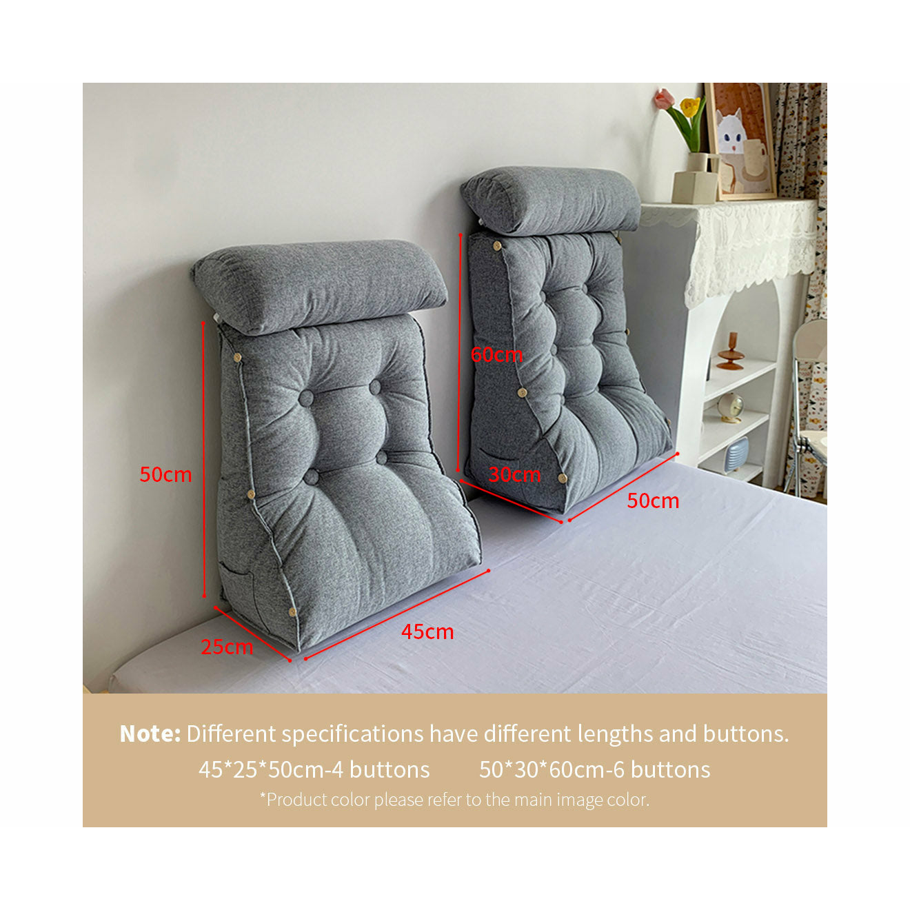 Soga 2 X 45cm Grey Triangular Wedge Lumbar Pillow Headboard Backrest Sofa Bed Cushion Home Decor
