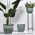 Soga 2 X 32cm Green Grey Square Resin Plant Flower Pot In Cement Pattern Planter Cachepot For Indoor Home Office