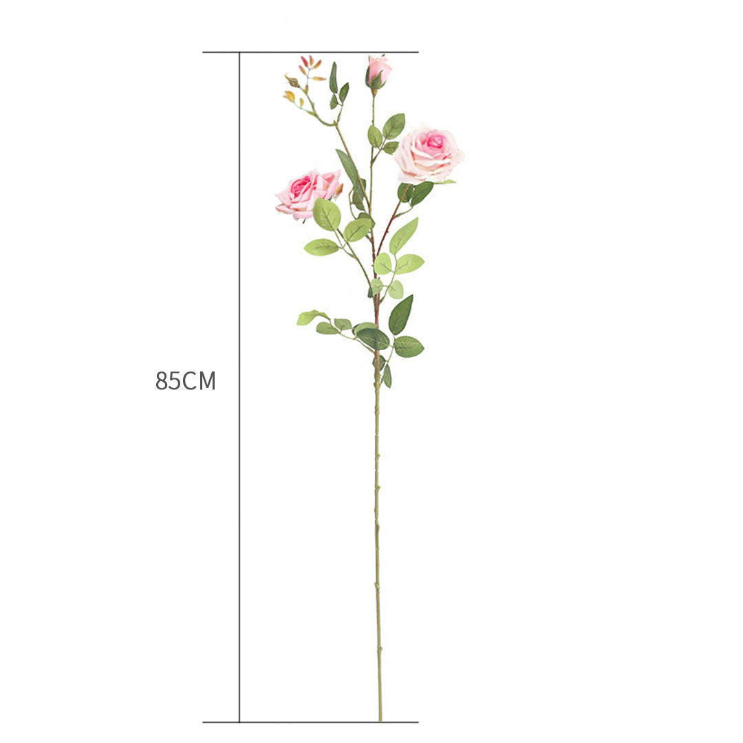 85cm Clear Glass Tall Floor Vase with 12pcs Pink Artificial Fake Flower Set