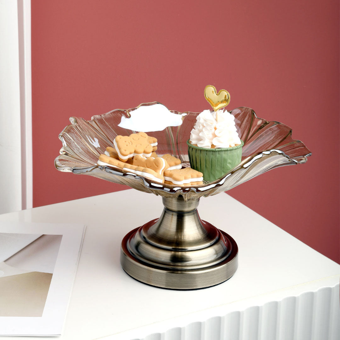 Soga Bronze Tulip Crystal Glass Fruit Bowl Candy Holder Countertop Dessert Serving Basket Decor