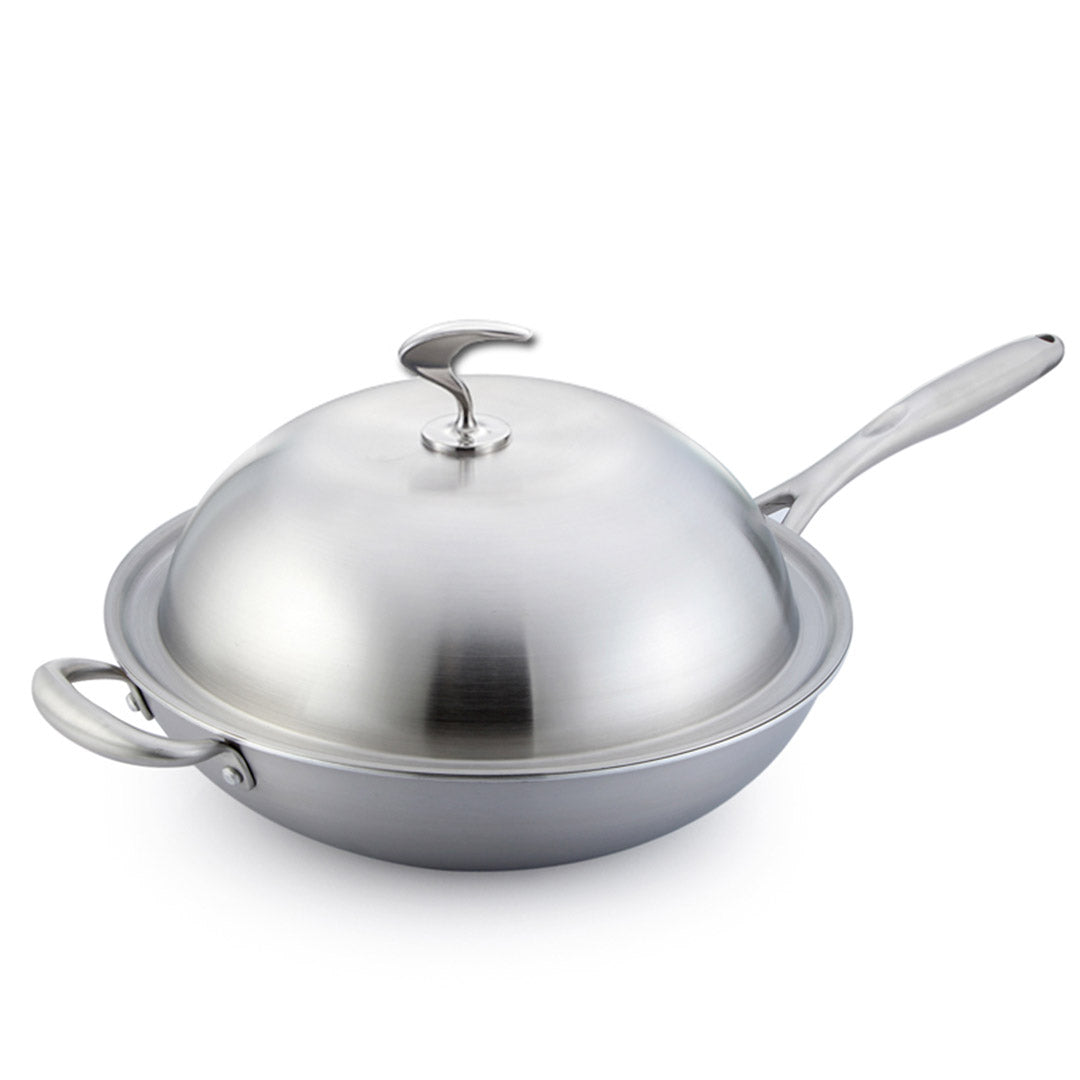 Soga 18/10 Stainless Steel Fry Pan 36cm Frying Pan Top Grade Skillet With Helper Handle And Lid
