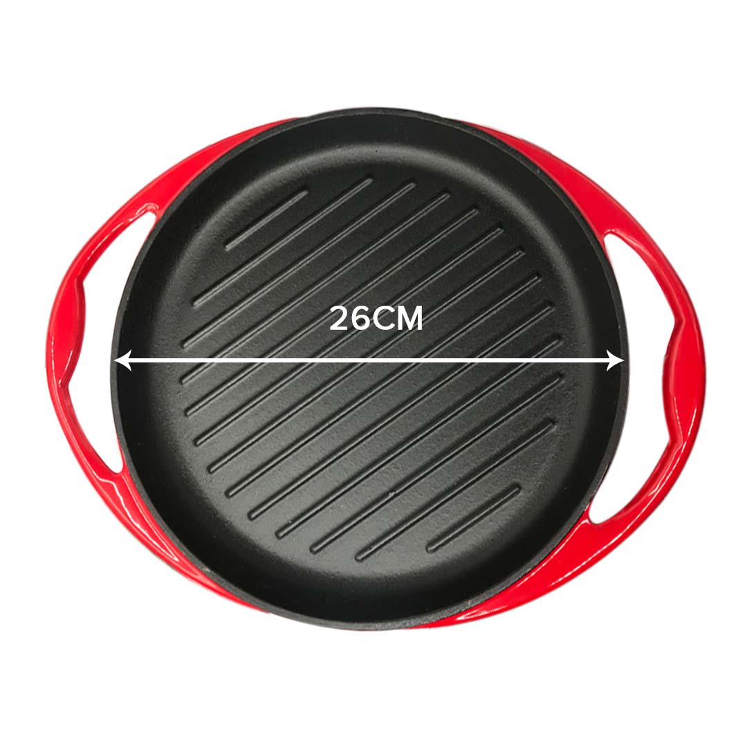 Soga 2 X Enamel Porcelain 26cm Cast Iron Frying Pan Skillet Non Stick Coating Steak Sizzle Platter