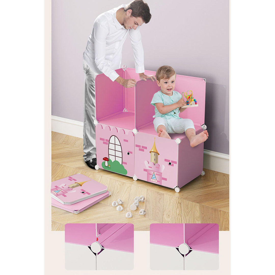 10 Cubes DIY Castle Print Portable Wardrobe Divide-Grid Modular Storage Organiser Foldable Closet