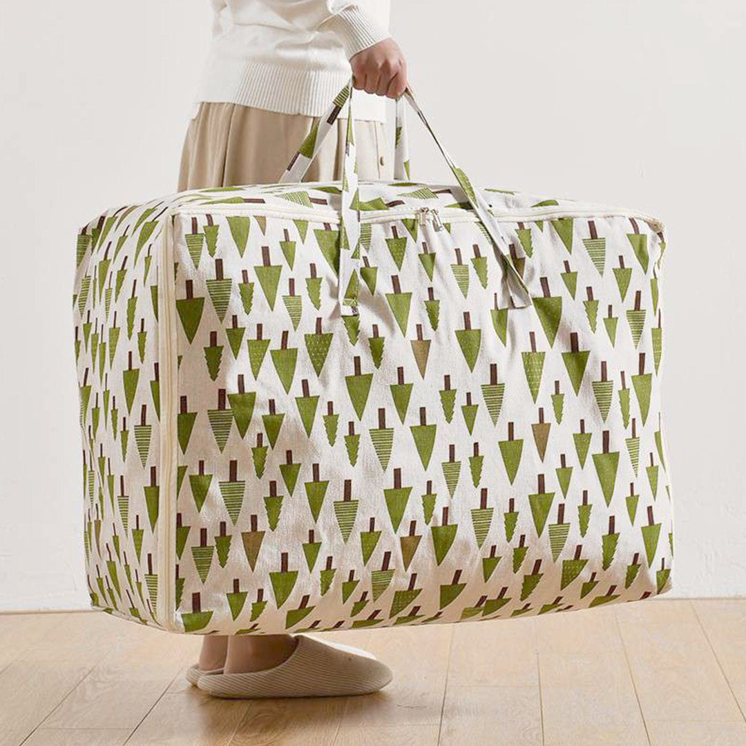 Green Pine Tree Medium Storage Luggage Bag Double Zipper Foldable Travel Organiser Essentials