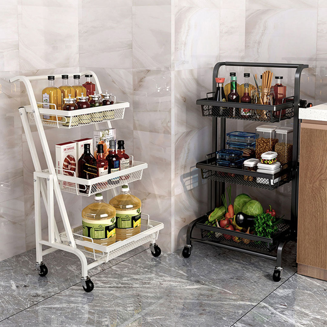 Soga 2 X 3 Tier Steel White Adjustable Kitchen Cart Multi Functional Shelves Portable Storage Organizer With Wheels