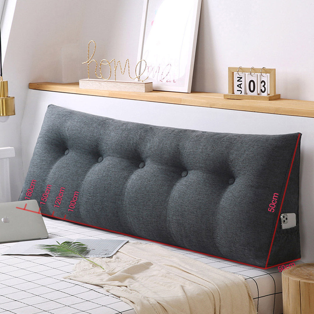 Soga 180cm Grey Triangular Wedge Bed Pillow Headboard Backrest Bedside Tatami Cushion Home Decor