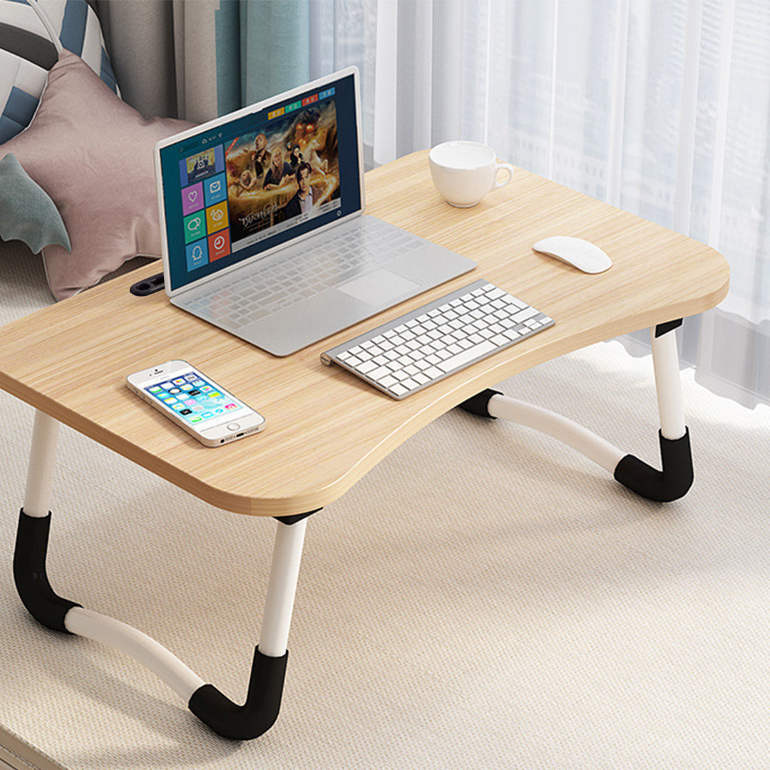 Walnut Portable Bed Table Adjustable Foldable Bed Sofa Study Table Laptop Mini Desk with Notebook Stand Card Slot Holder Home Decor