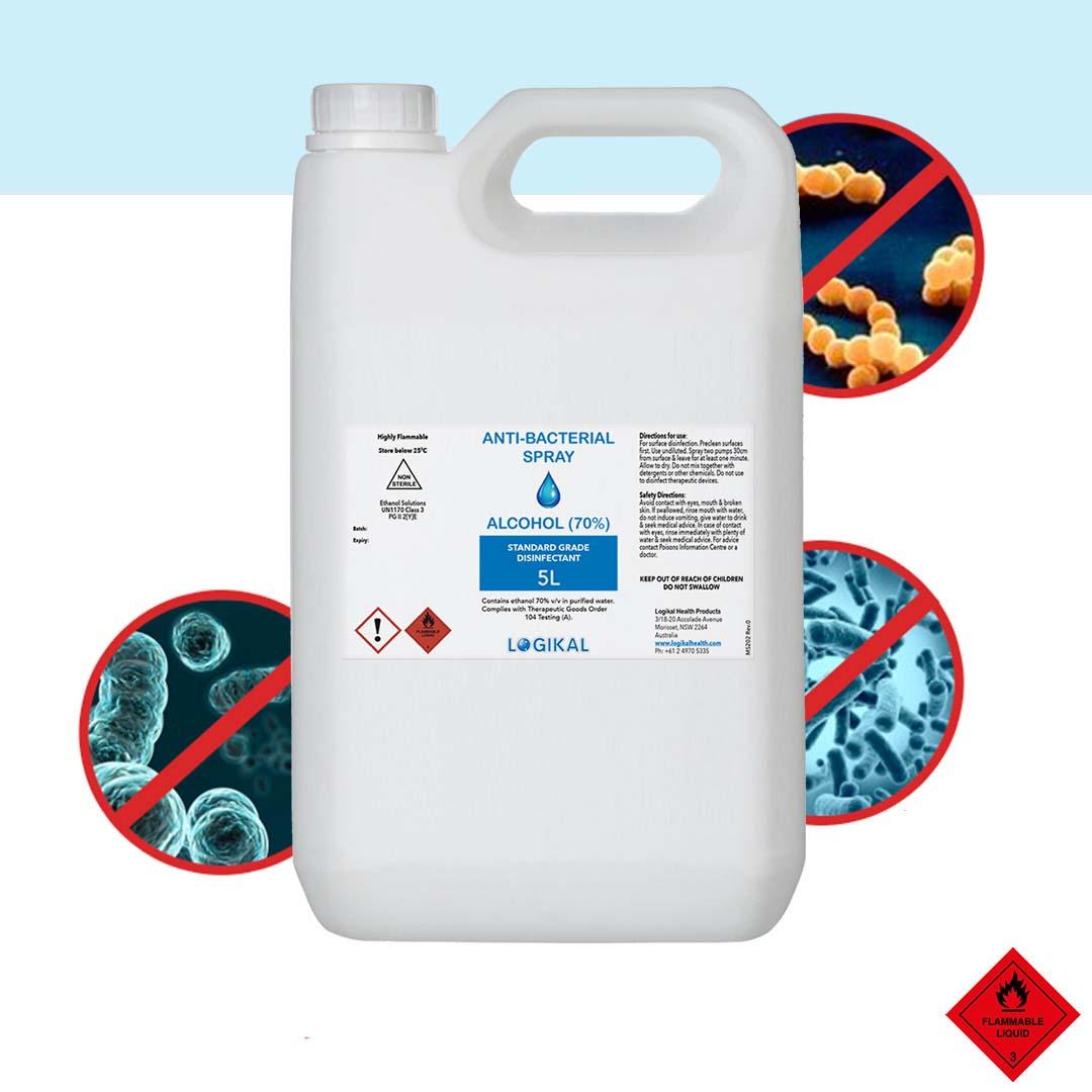 5 L And 2 X 500 Ml Standard Grade Disinfectant Anti Bacterial Alcohol Spray Bottle Refill Kit