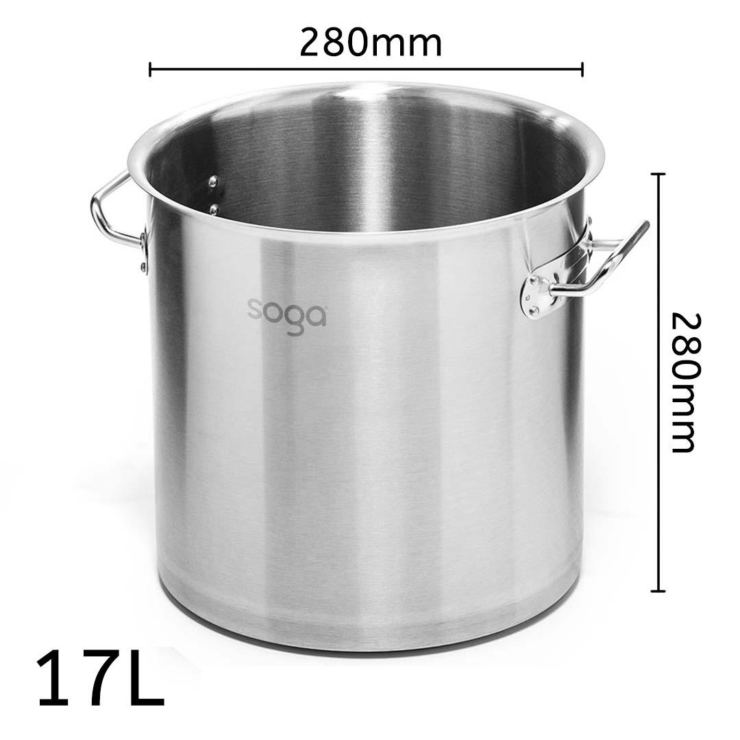 Soga Stock Pot 17 L Top Grade Thick Stainless Steel Stockpot 18/10 Without Lid