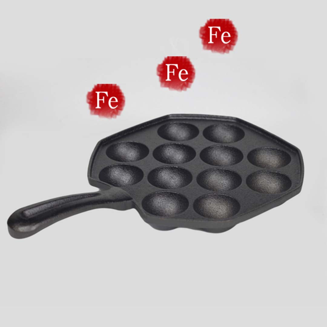 Soga 18 Cm Cast Iron Takoyaki Fry Pan Octopus Balls Maker 12 Hole Cavities Grill Mold