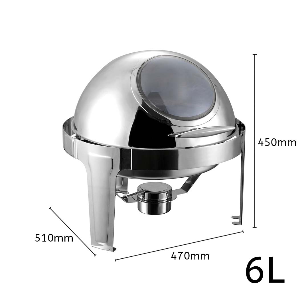 Soga 2 X 6 L Round Chafing Stainless Steel Food Warmer With Glass Roll Top