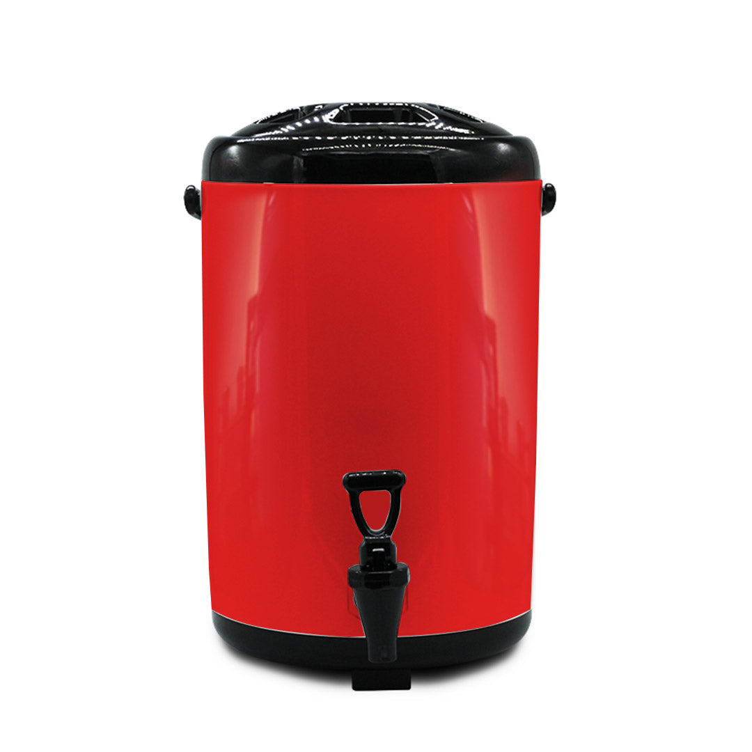 Soga 8 X 12 L Stainless Steel Insulated Milk Tea Barrel Hot And Cold Beverage Dispenser Container With Faucet Red