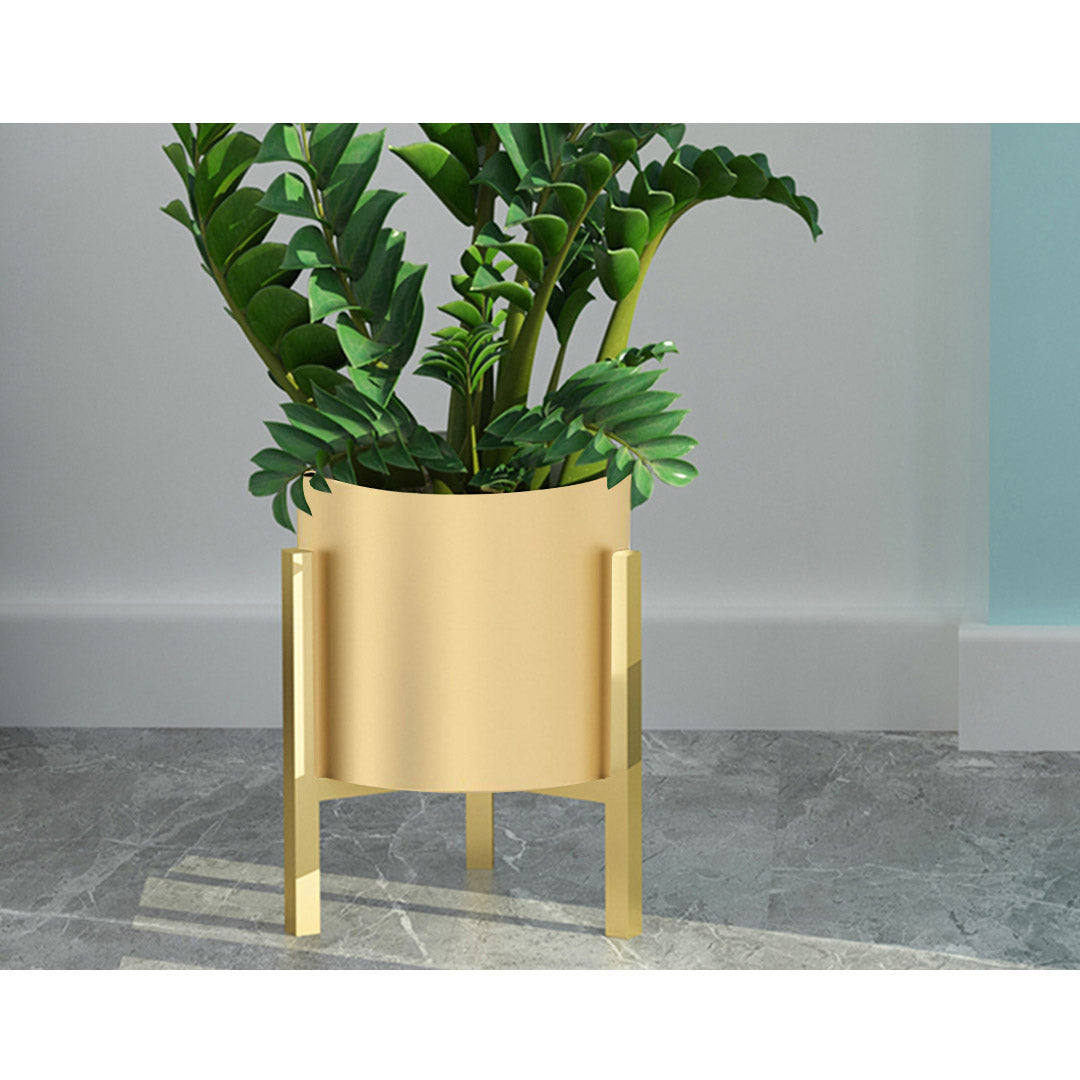 Soga 30 Cm Gold Metal Plant Stand With Flower Pot Holder Corner Shelving Rack Indoor Display