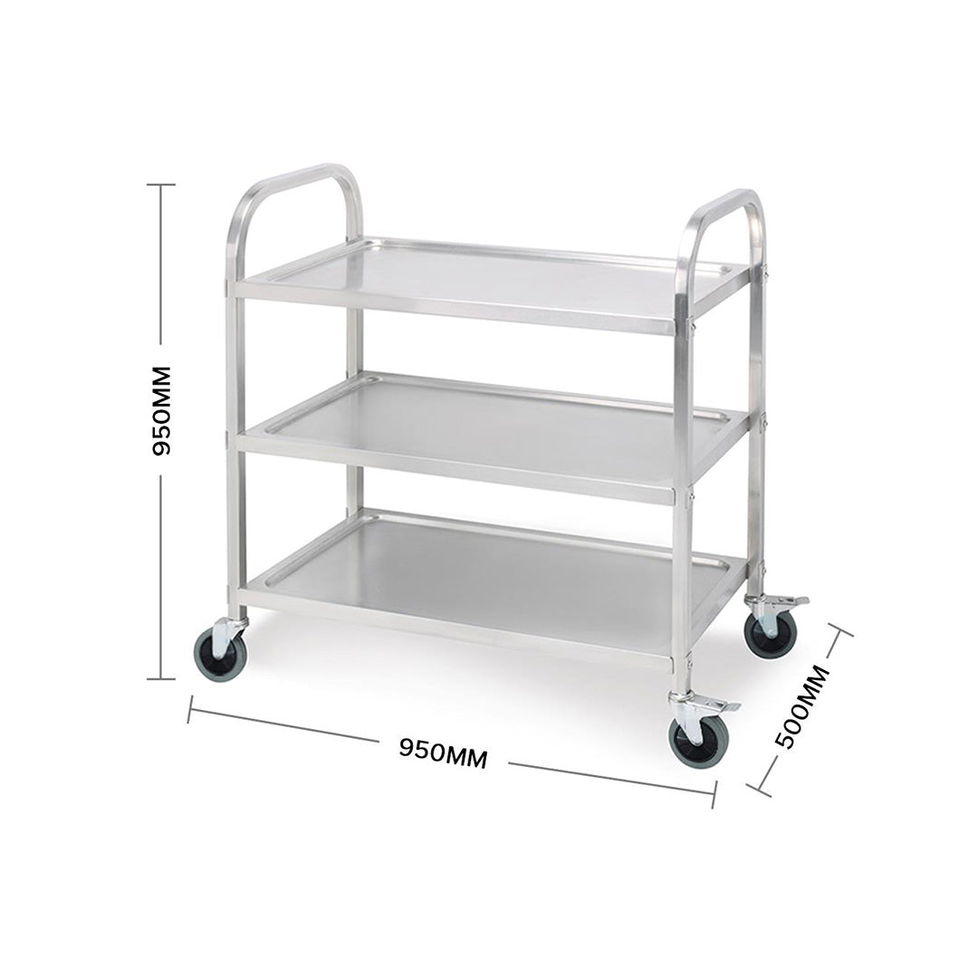 Soga 2 X 3 Tier 95x50x95cm Stainless Steel Kitchen Dinning Food Cart Trolley Utility Size Large