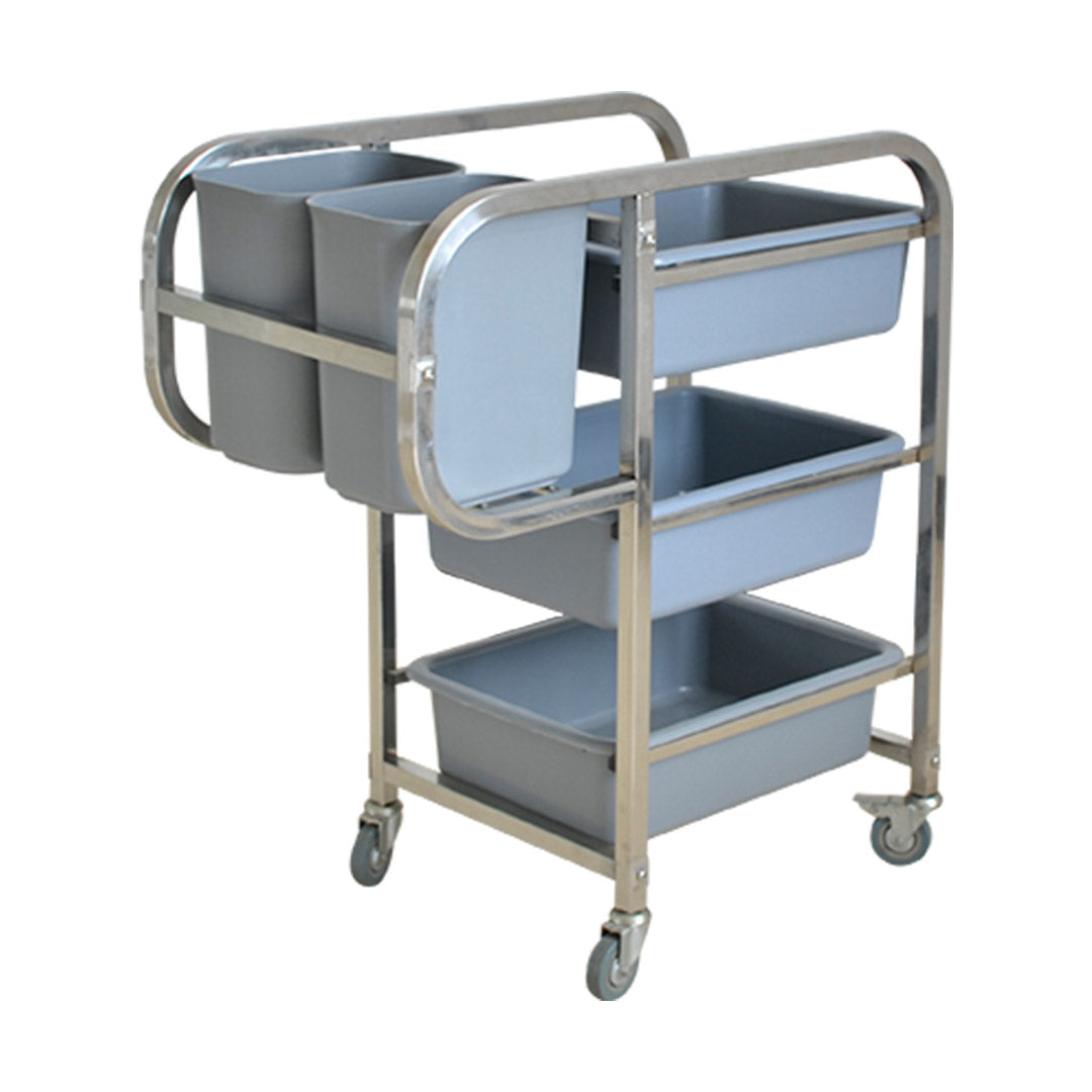 Soga 3 Tier Food Trolley Food Waste Cart Five Buckets Kitchen Food Utility 82x43x92cm Square