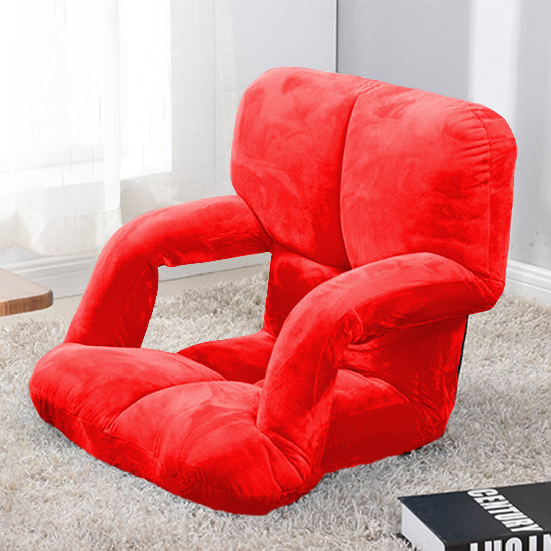 Soga 4 X Foldable Lounge Cushion Adjustable Floor Lazy Recliner Chair With Armrest Red