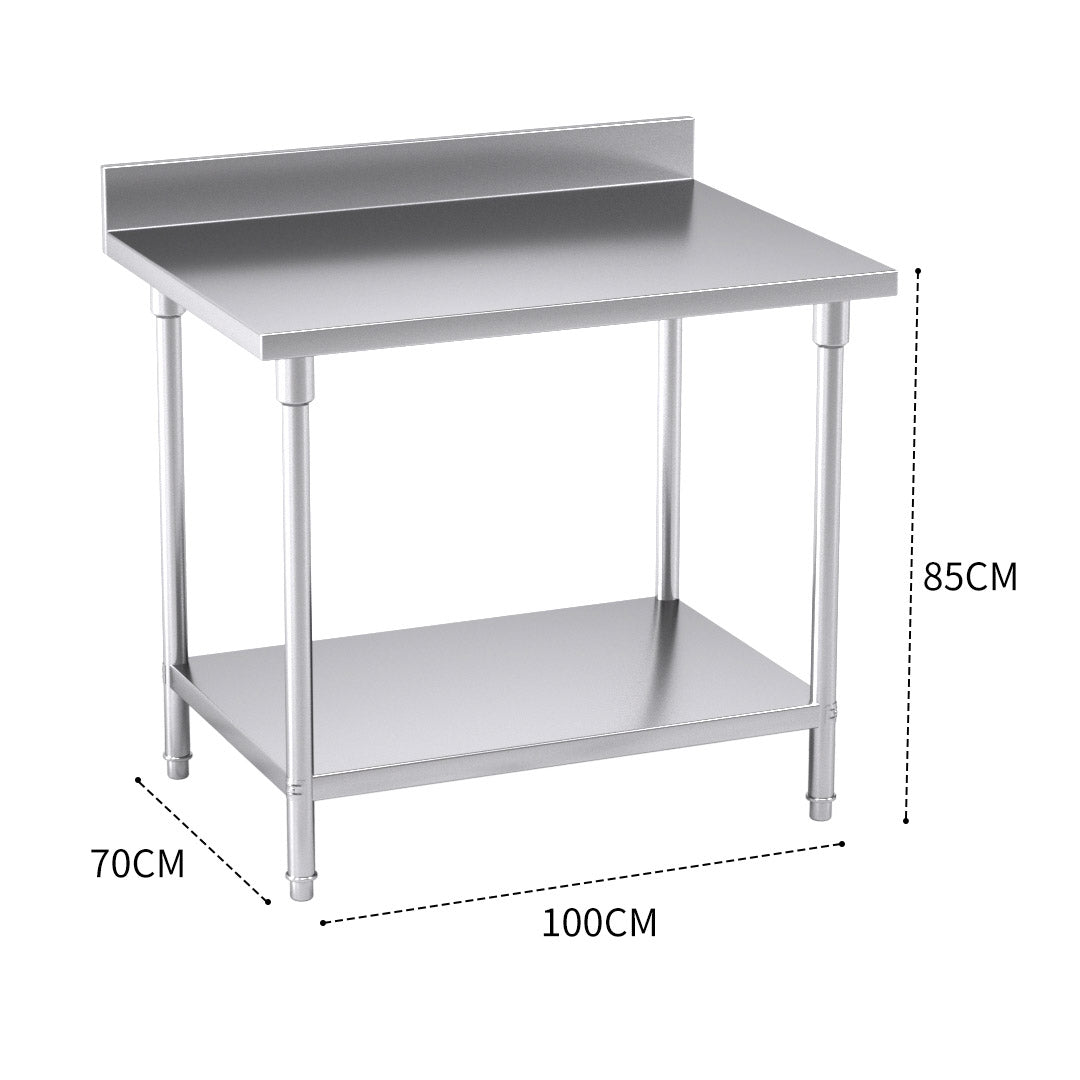 Soga Commercial Catering Kitchen Stainless Steel Prep Work Bench Table With Back Splash 100*70*85cm