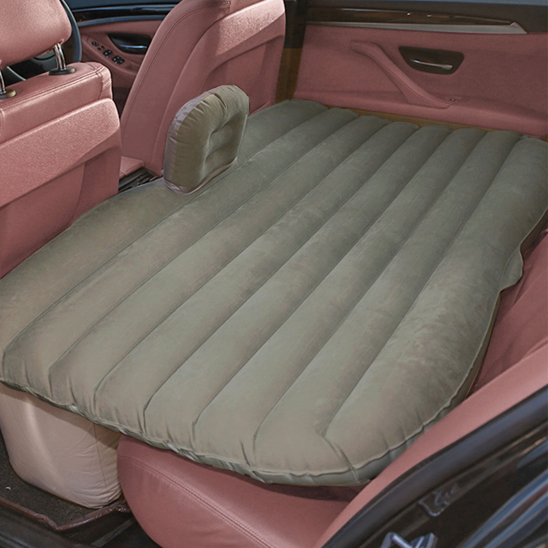 Grey Stripe Inflatable Car Mattress Portable Camping Rest Air Bed Travel Compact Sleeping Kit Essentials