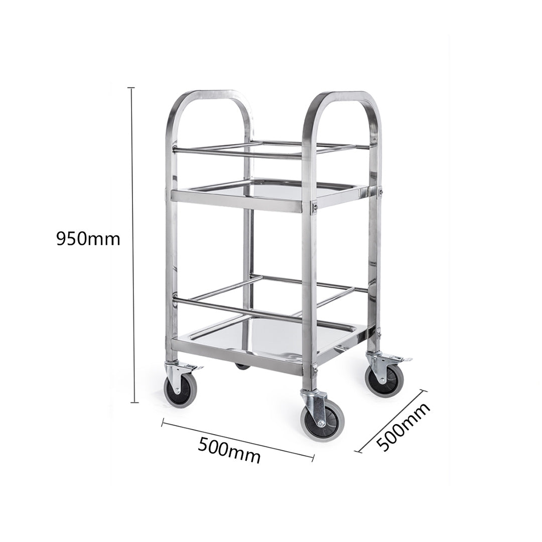 Soga 2 X 2 Tier 500x500x950 Stainless Steel Square Tube Drink Wine Food Utility Cart