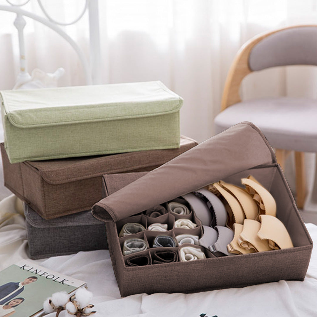 Coffee Flip Top Underwear Storage Box Foldable Wardrobe Partition Drawer Home Organiser
