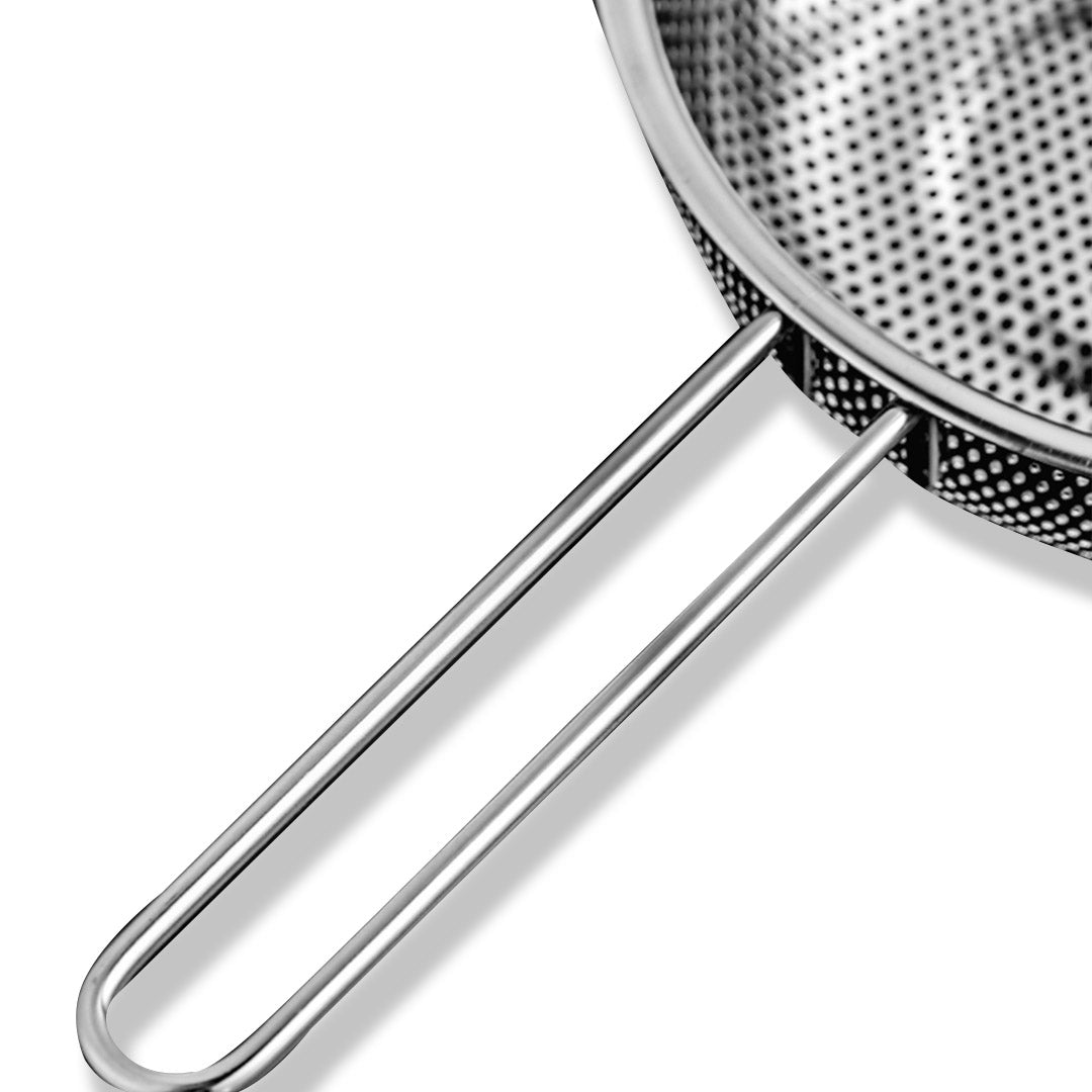 Stainless Steel Perforated Colander Fine Mesh Net Food Strainer Basket with Handle Skimmer Sieve Set