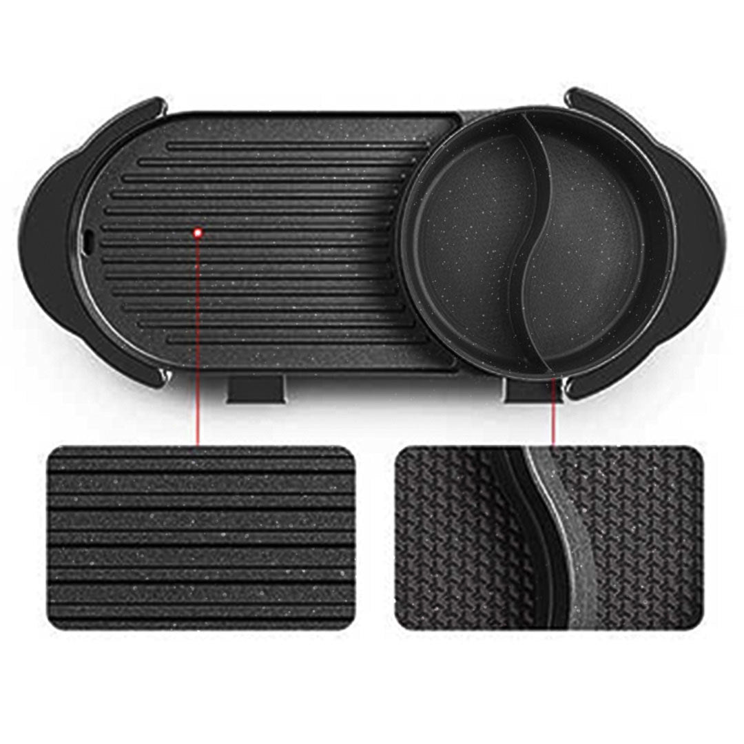Soga 2 In 1 Electric Non Stick Bbq Teppanyaki Grill Plate Steamboat Hotpot 2 8 Person