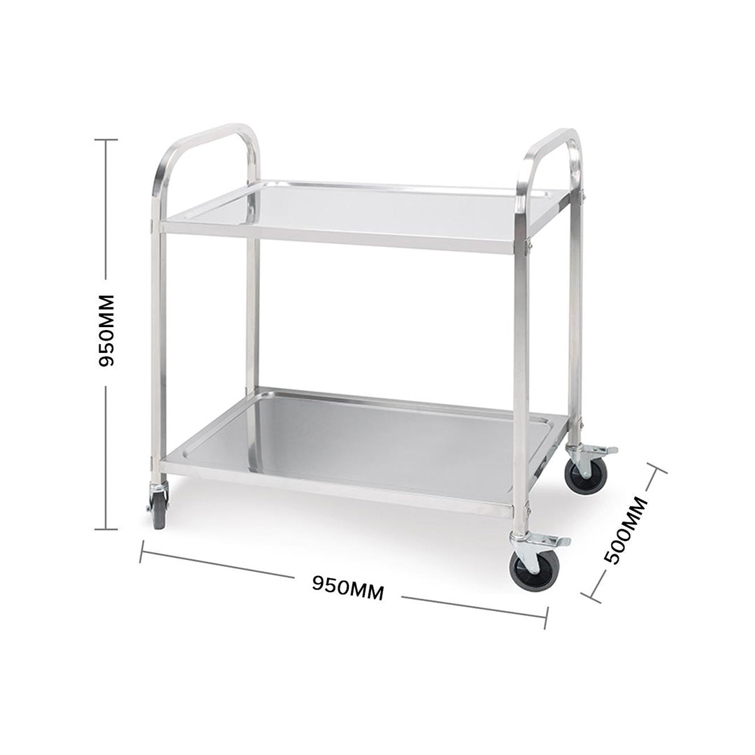 Soga 2 X 2 Tier 95x50x95cm Stainless Steel Kitchen Dining Food Cart Trolley Utility Large
