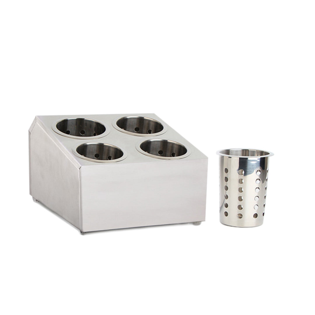 Soga 2 X 18/10 Stainless Steel Commercial Conical Utensils Square Cutlery Holder With 4 Holes