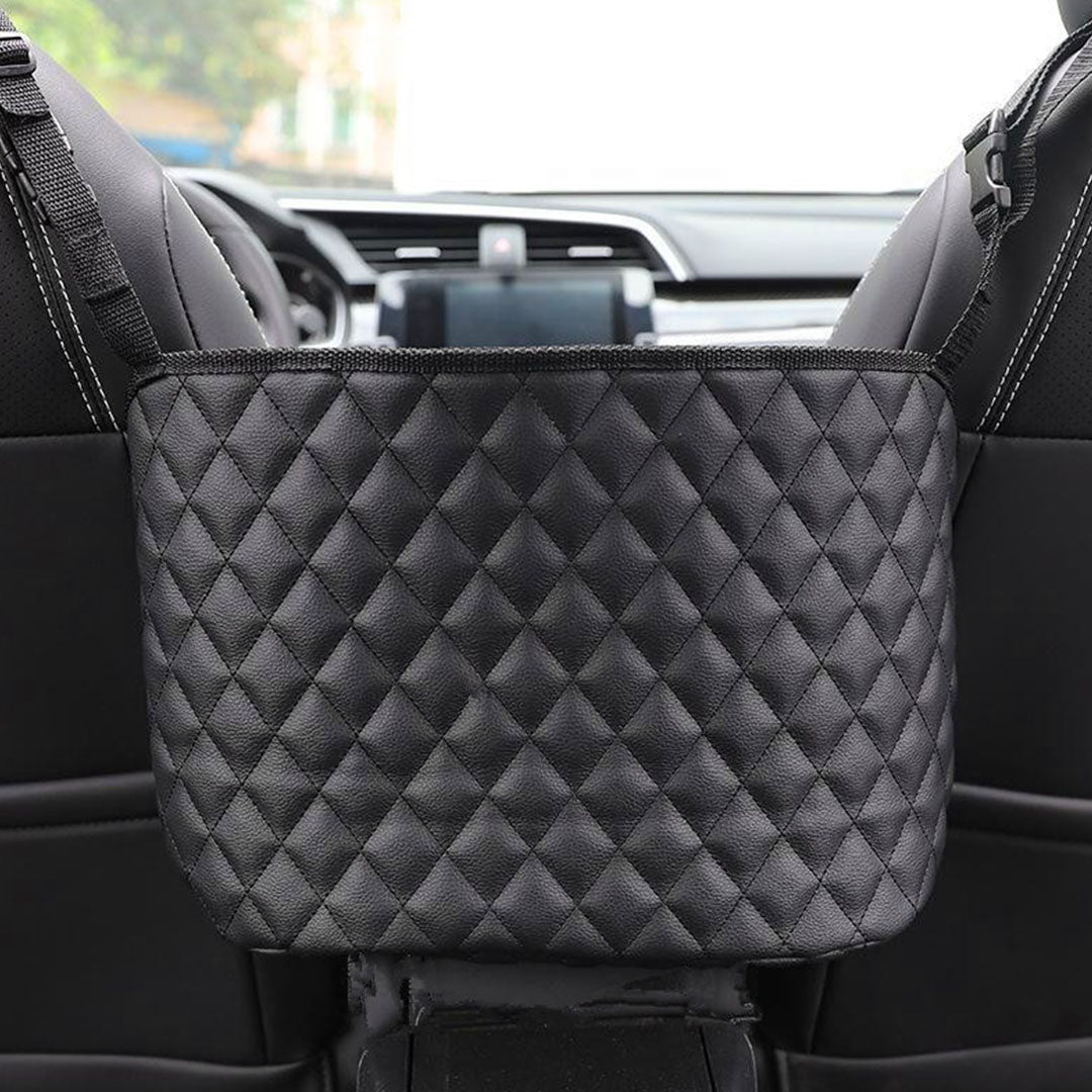 2X Black Leather Car Storage Portable Hanging Organizer Backseat Multi-Purpose Interior Accessories Bag