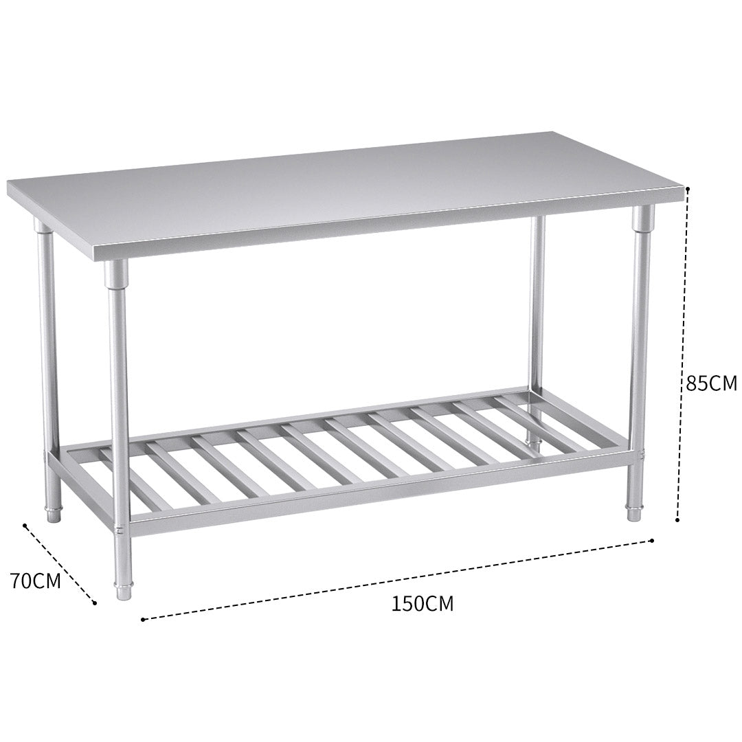 150*70*85cm Commercial Catering Kitchen Stainless Steel Prep Work Bench