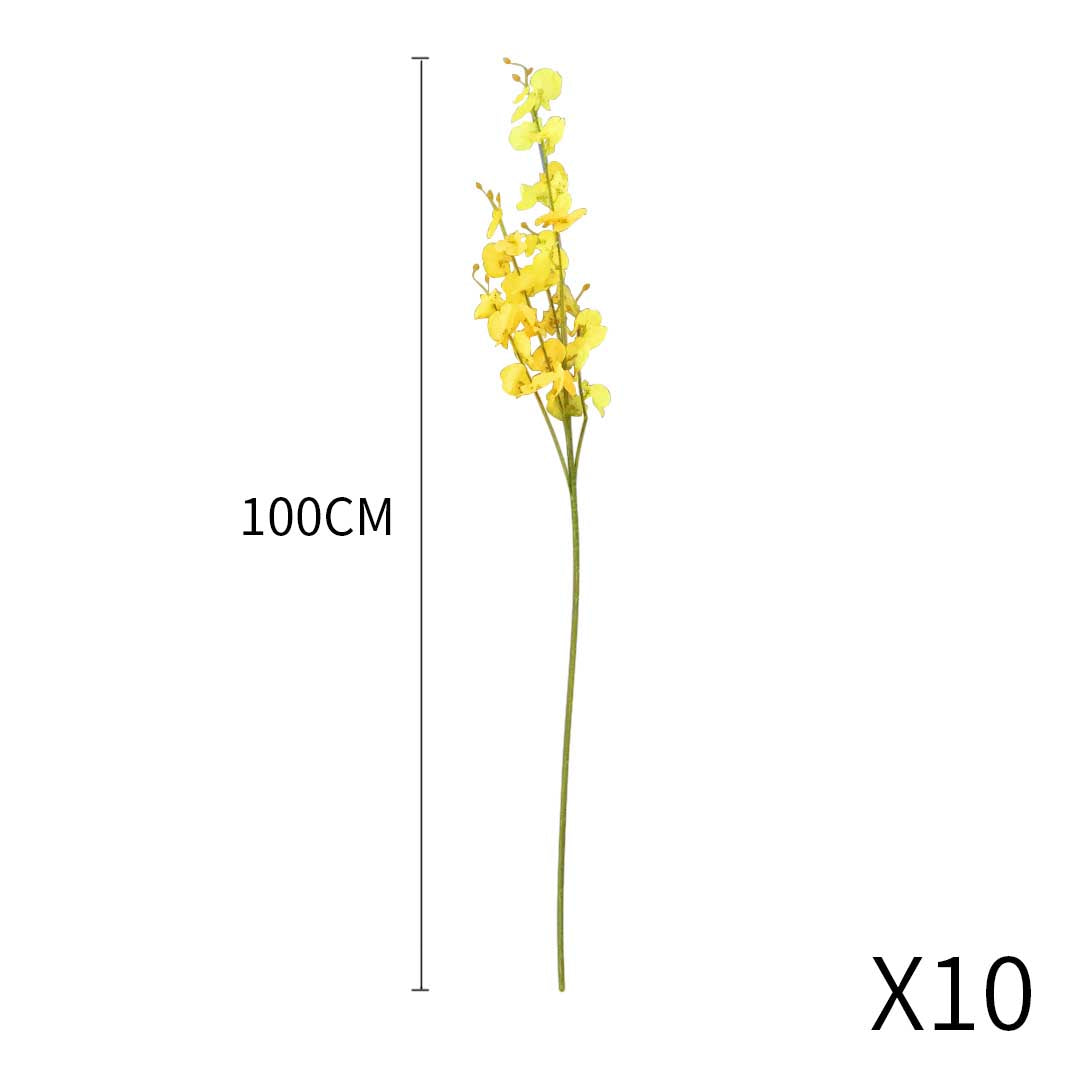 10pcs Artificial Silk Flower Fake Orchid Bouquet Table Decor Yellow