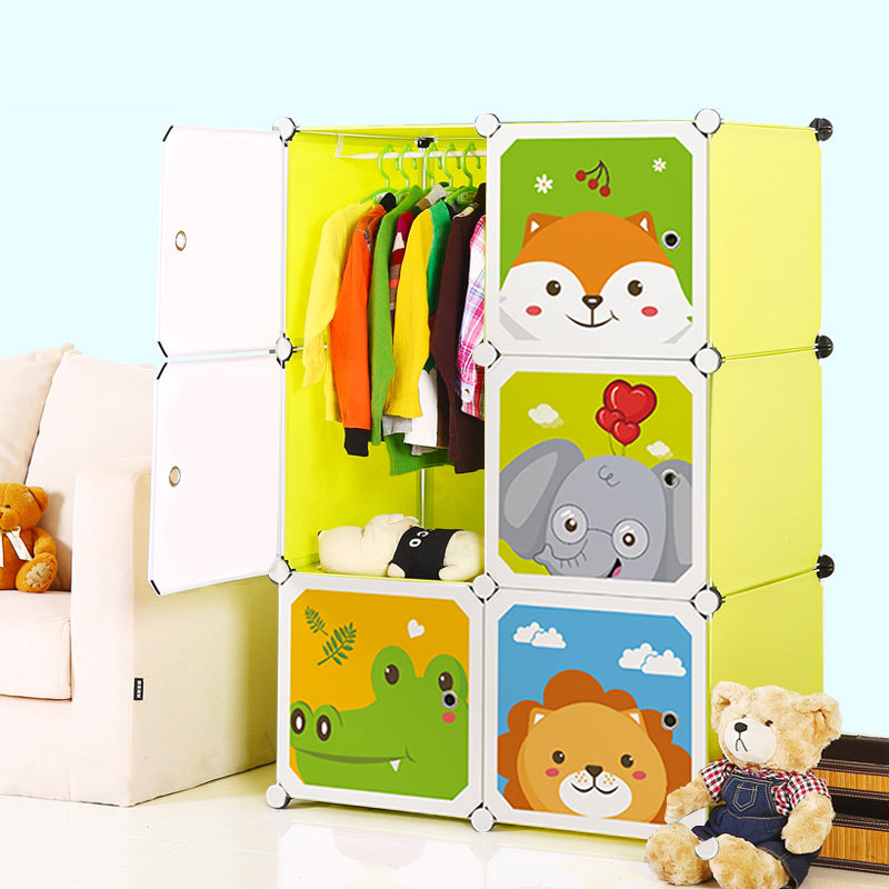 6 Cubes Animal Design Portable Wardrobe Divide-Grid Modular Storage Organiser Foldable Closet