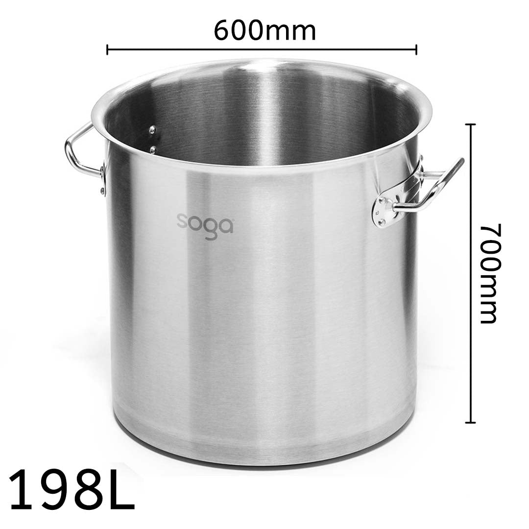 Soga Stock Pot 198 L Top Grade Thick Stainless Steel Stockpot 18/10 Without Lid