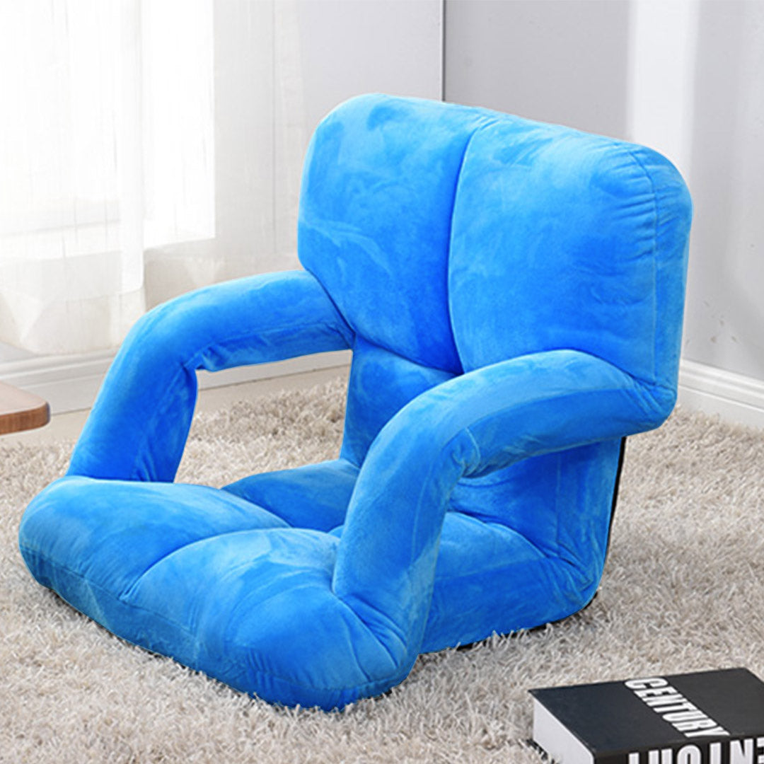 Soga 4 X Foldable Lounge Cushion Adjustable Floor Lazy Recliner Chair With Armrest Blue