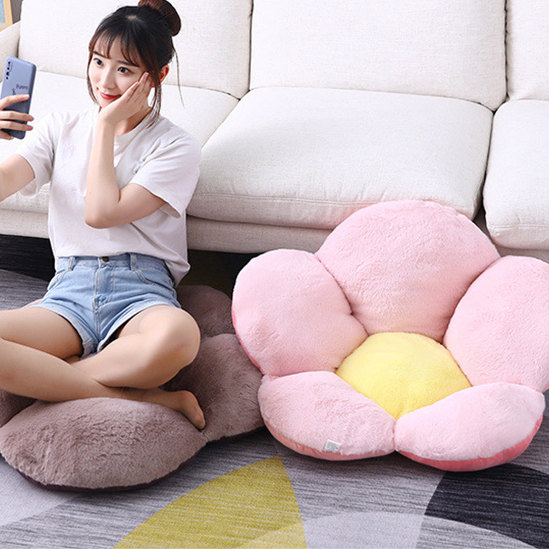 2X Pink Whimsical Big Flower Shape Cushion Soft Leaning Bedside Pad Floor Plush Pillow Home Decor