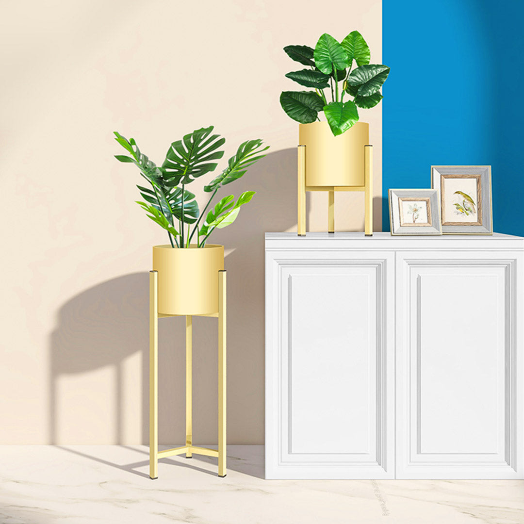 Soga 4 X 90cm Gold Metal Plant Stand With Flower Pot Holder Corner Shelving Rack Indoor Display