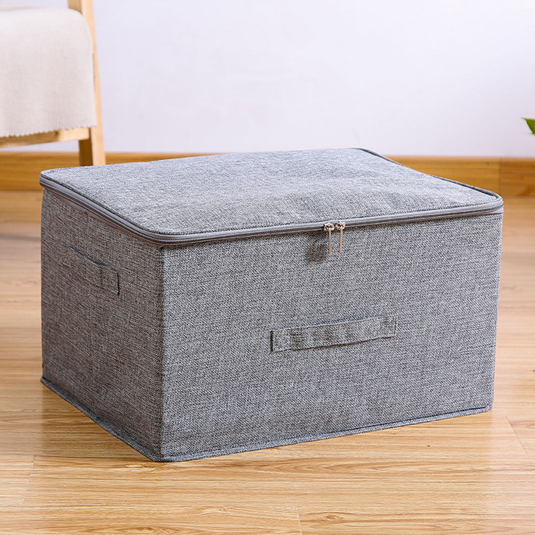 2X Grey Large Portable Double Zipper Storage Box Moisture Proof Clothes Basket Foldable Home Organiser