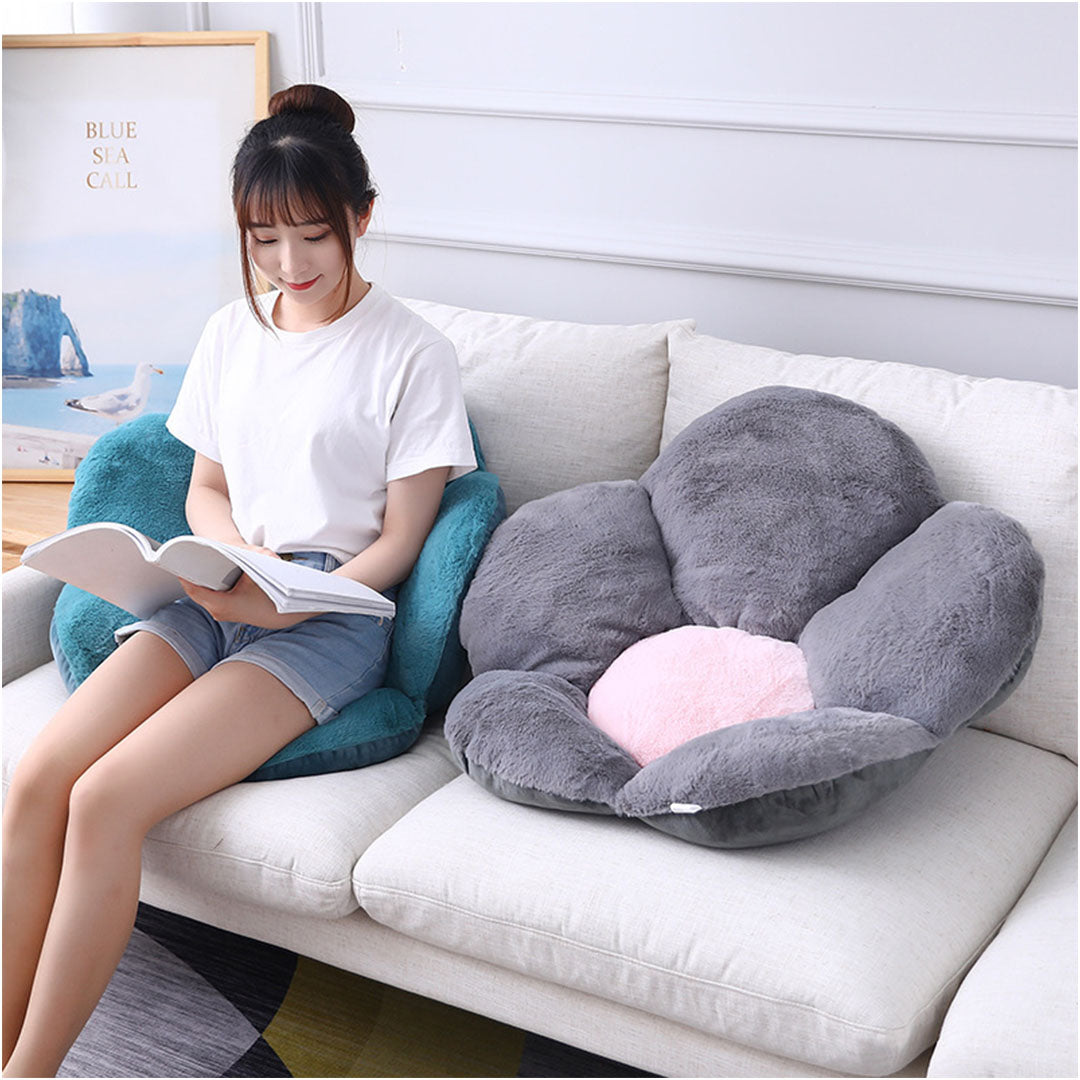 2X Green Whimsical Big Flower Shape Cushion Soft Leaning Bedside Pad Floor Plush Pillow Home Decor