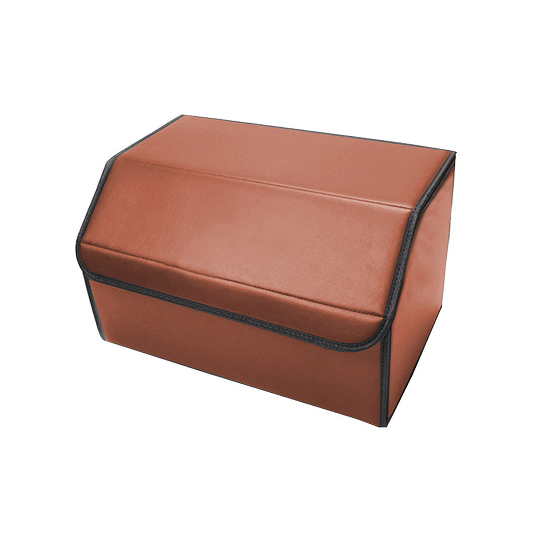 Soga 4 X Leather Car Boot Collapsible Foldable Trunk Cargo Organizer Portable Storage Box Coffee Medium