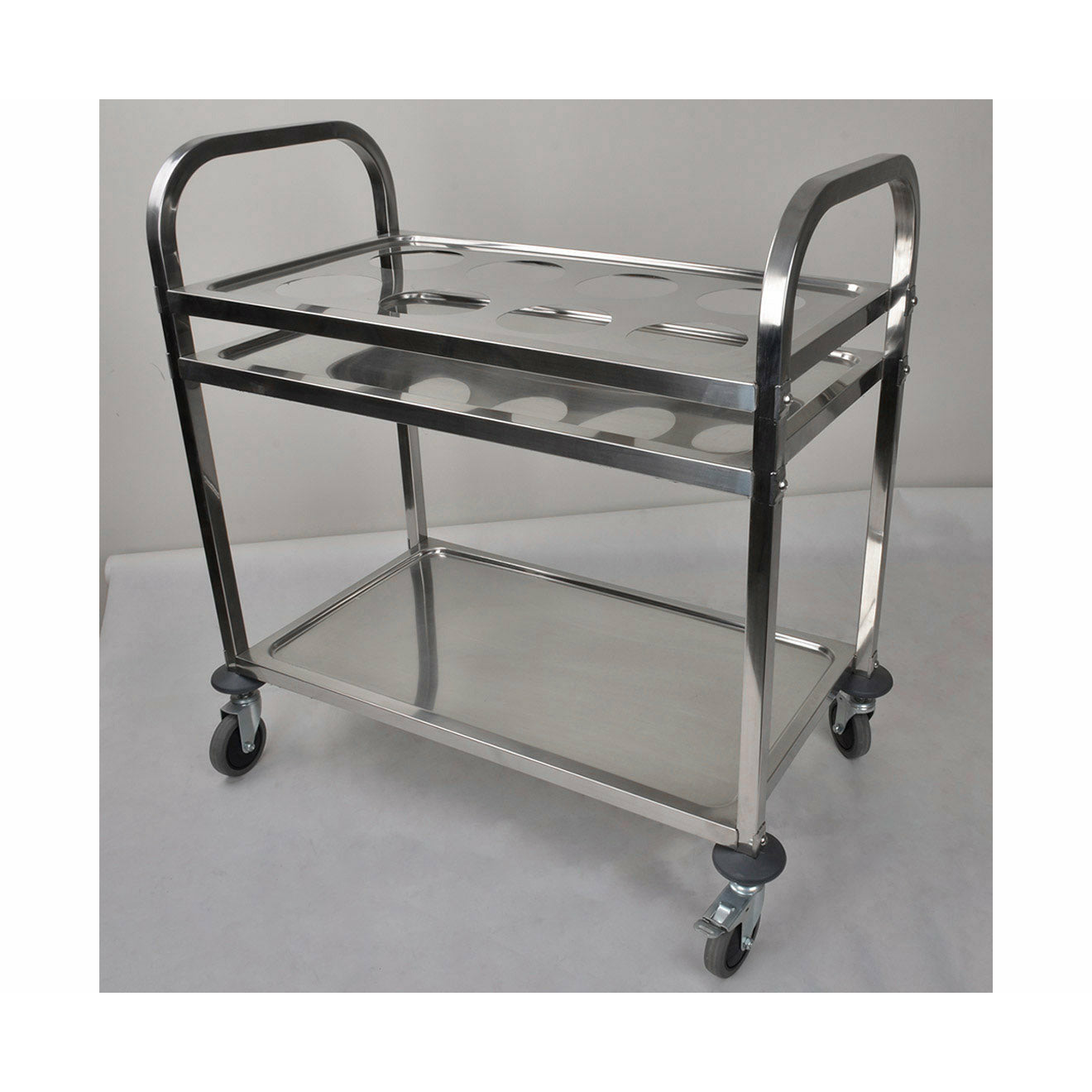 Soga 2 Tier Stainless Steel 8 Compartment Kitchen Seasoning Car Service Trolley Condiment Holder Cart Spice Bowl
