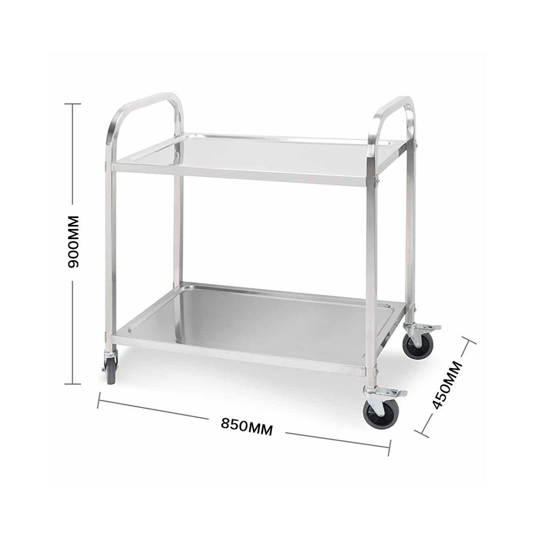 Soga 2 X 2 Tier 85x45x90cm Stainless Steel Kitchen Dining Food Cart Trolley Utility Medium