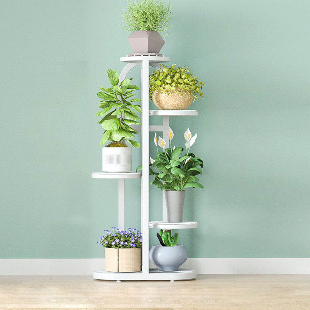 Soga 2 X 5 Tier 6 Pots White Round Metal Plant Rack Flowerpot Storage Display Stand Holder Home Garden Decor