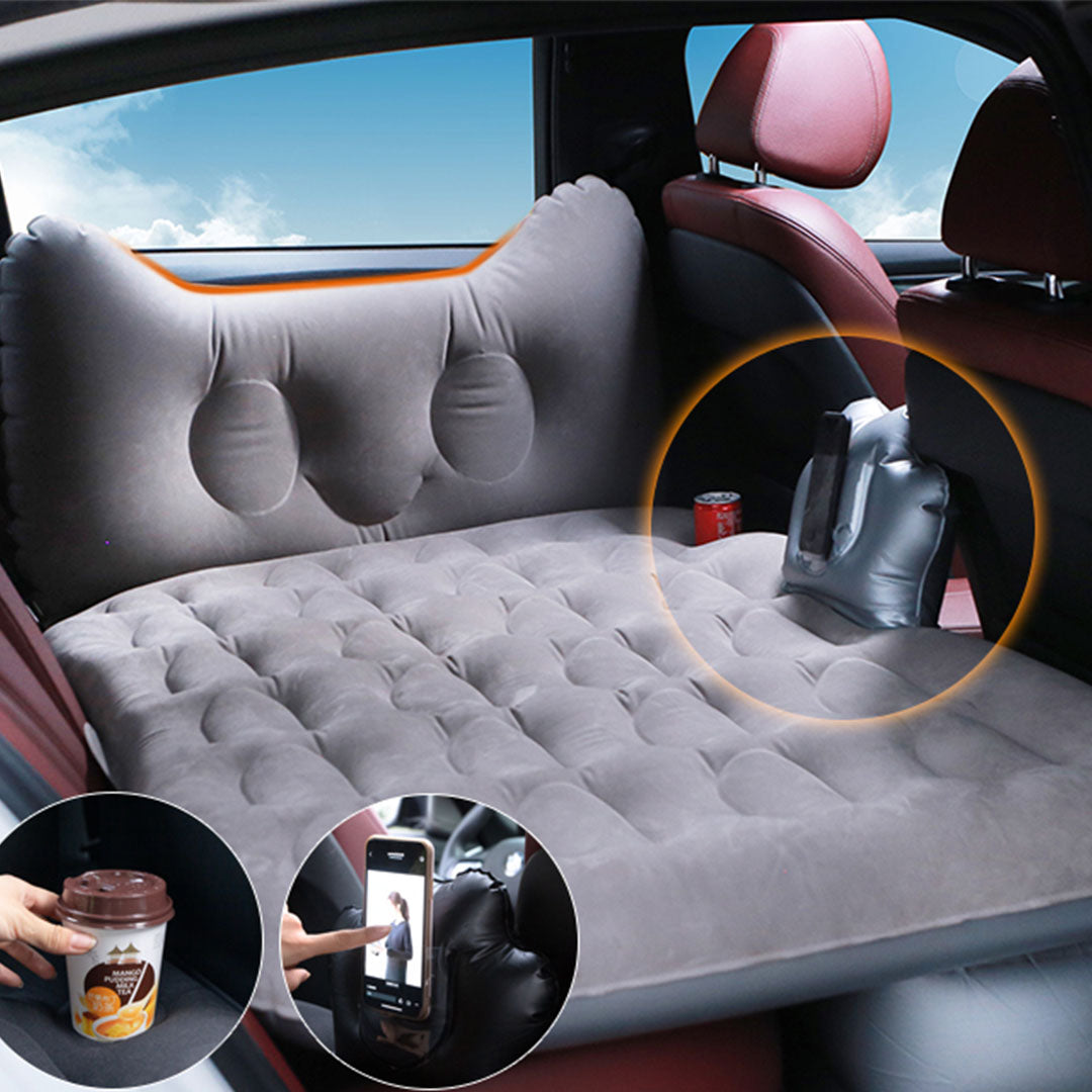 Grey Honeycomb Inflatable Car Mattress Portable Camping Air Bed Travel Sleeping Kit Essentials